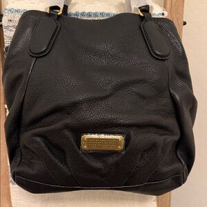 Marc by Marc Jacobs Black Leather Shoulder Bag with Gold Accents
